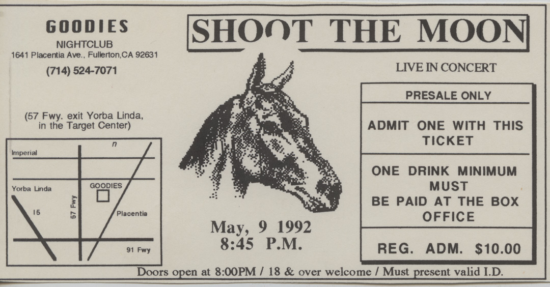 Shoot The Moon live at Goodies Nightclub ticket 05 09 1992